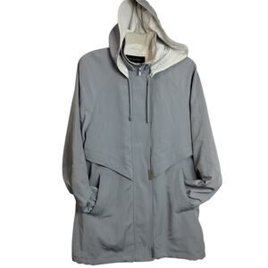 M833) FS Limited Women Casual  Gray White Hooded Coat Medium